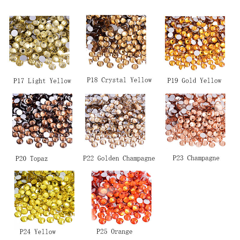 SS3-SS34 Yellow & Champagne Glass Rhinestones | Flat Back Rhinestones | Embellishments | Bling | Nail Art | Craft | 1440PCS