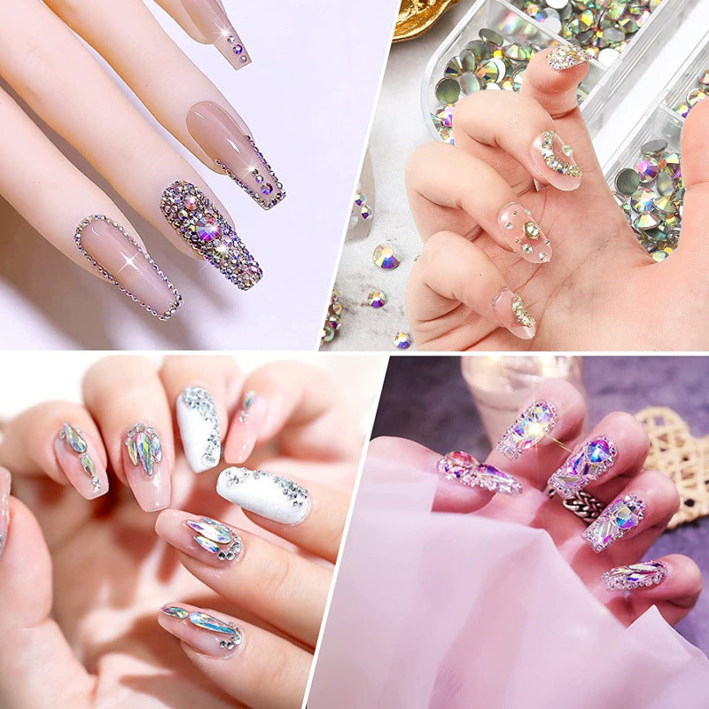 【Mixed Size Glass Rhinestone】SS3-16 |  AB Flat Back Rhinestones | Embellishments | Bling | Nail Art | Craft | DIY | Tumblers | Makeup |Clothes| Jewelry| Decoration
