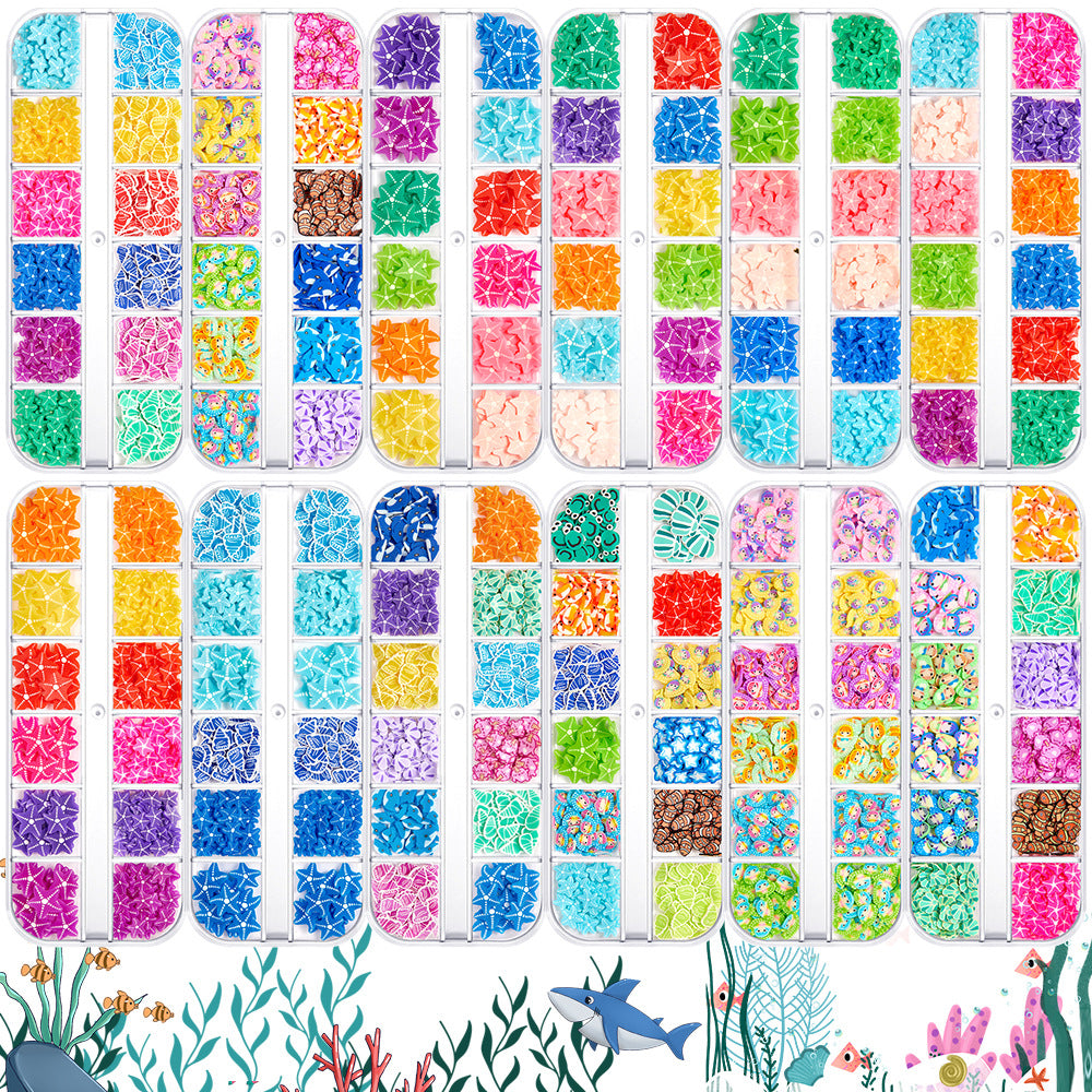 【Ocean Series】Polymer Slices Slices Fimo Slices for DIY Slime Resin Making Charms Lip Gloss Nail Art Cellphone Decorations.