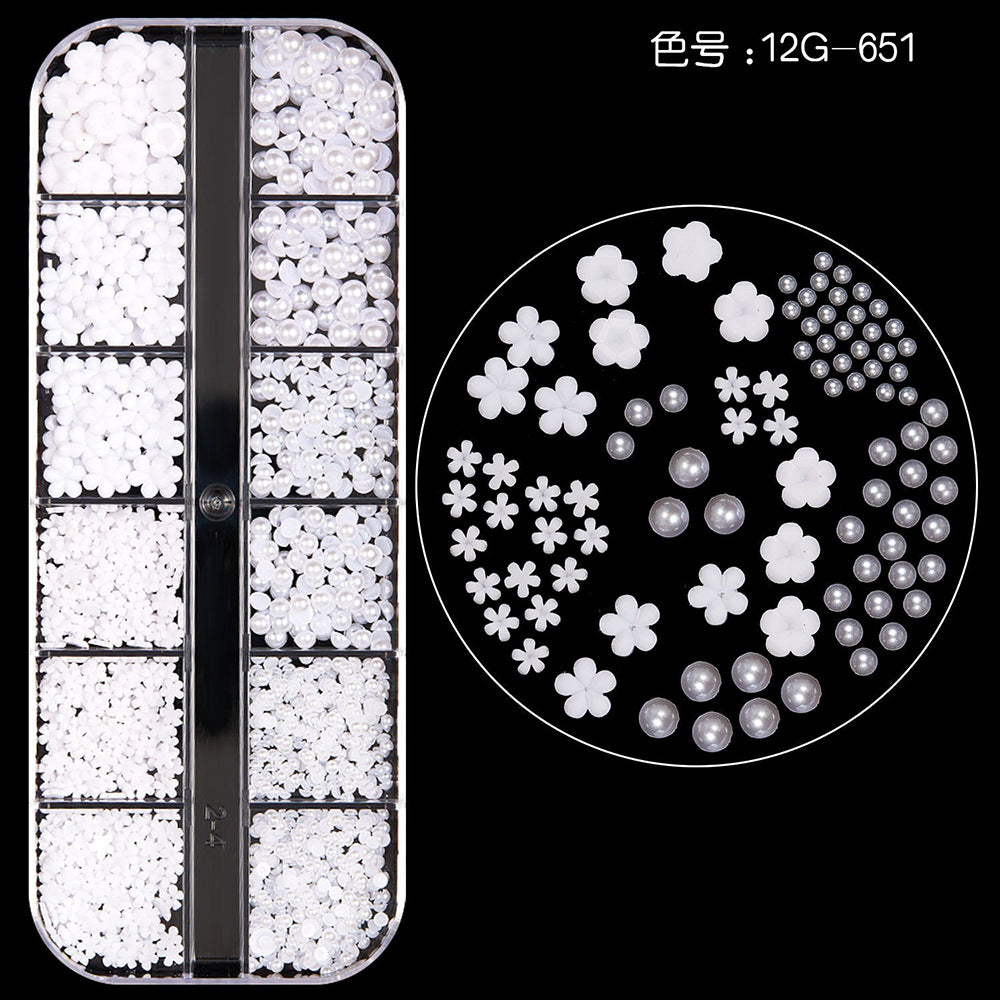 【Mixed Kit Series】Nail Pearl Flower Alloy Shell Jewelry Aurora Transparent Resin Diamond Nail Decoration Sequins