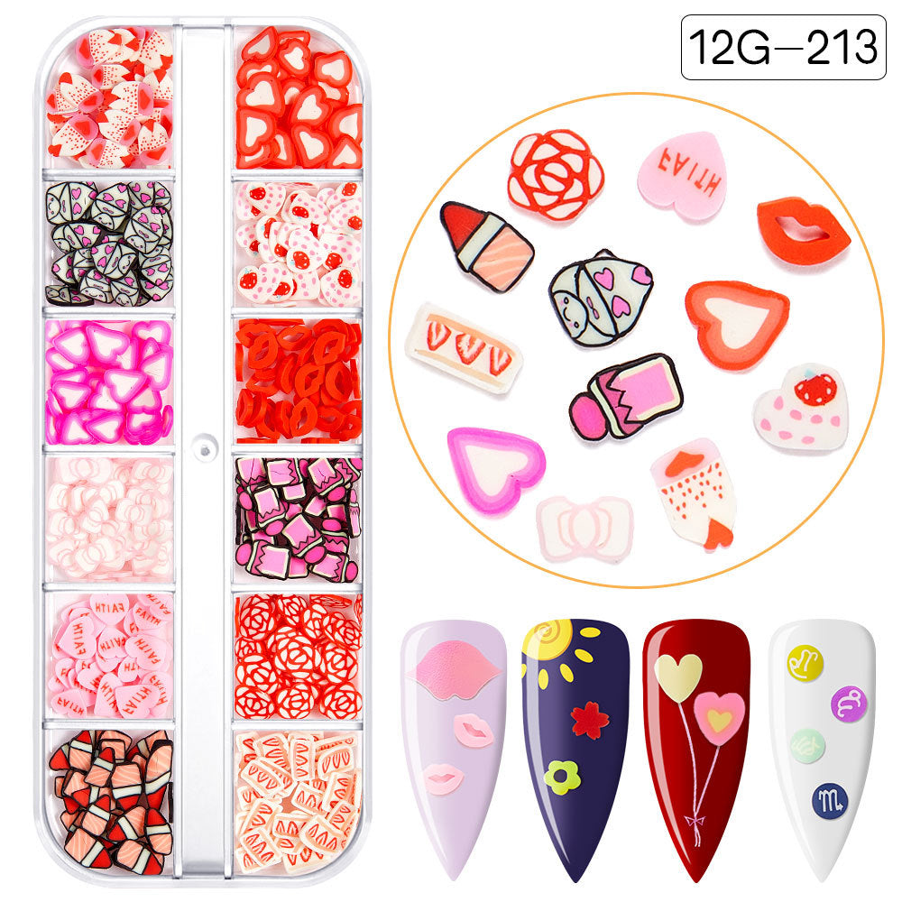 【Valentine's Day Slices Series】Love Heart  Shape Polymer Clay Slices for DIY Slime Resin Making Charms Lip Gloss Nail Art Cellphone Decorations Nails Design Halloween Christmas Party Decor