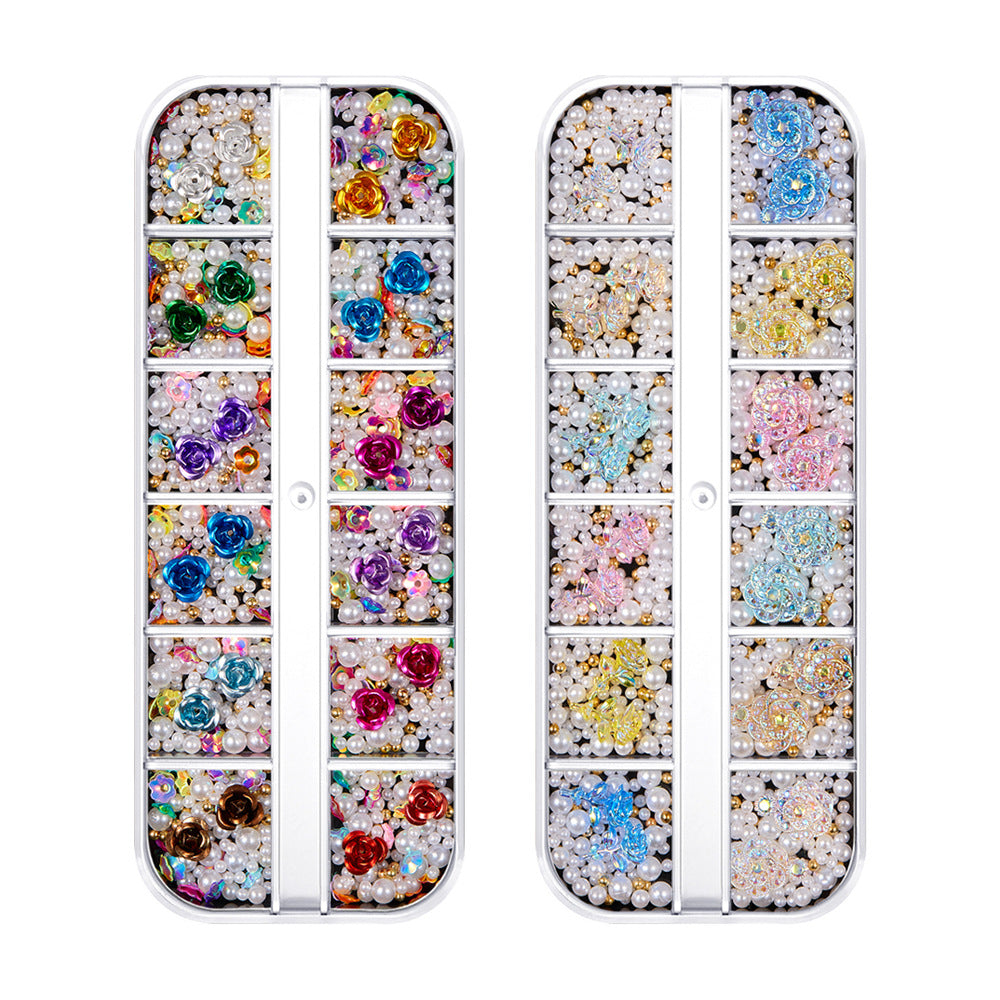 【Mixed Kit Series】Nail Pearl Flower Alloy Shell Jewelry Aurora Transparent Resin Diamond Nail Decoration Sequins