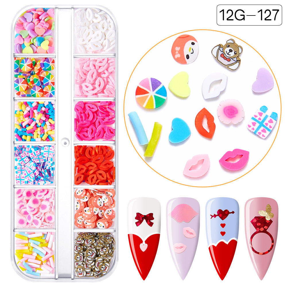 【Valentine's Day Slices Series】Love Heart  Shape Polymer Clay Slices for DIY Slime Resin Making Charms Lip Gloss Nail Art Cellphone Decorations Nails Design Halloween Christmas Party Decor