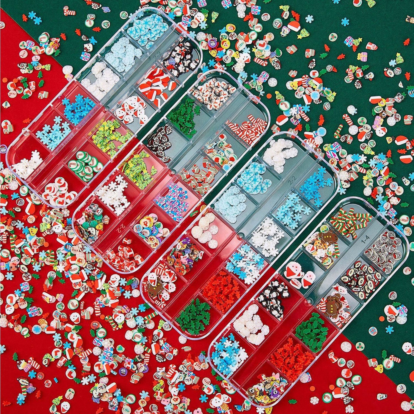 【Christmas Slices Series】Snowflake Santa Claus tree nail accessories nail stickers glitter powder