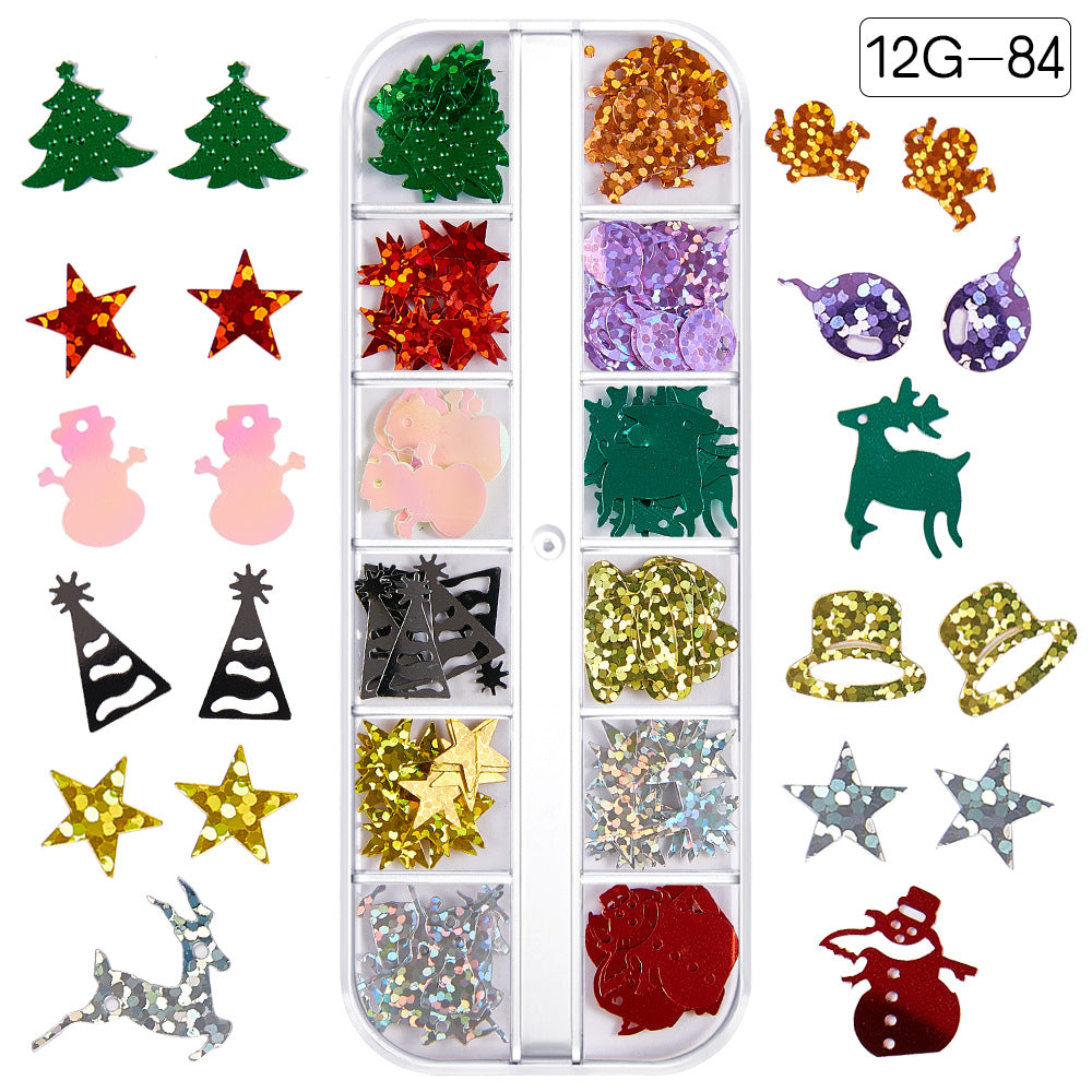 【Christmas Slices Series】Snowflake Santa Claus tree nail accessories nail stickers glitter powder