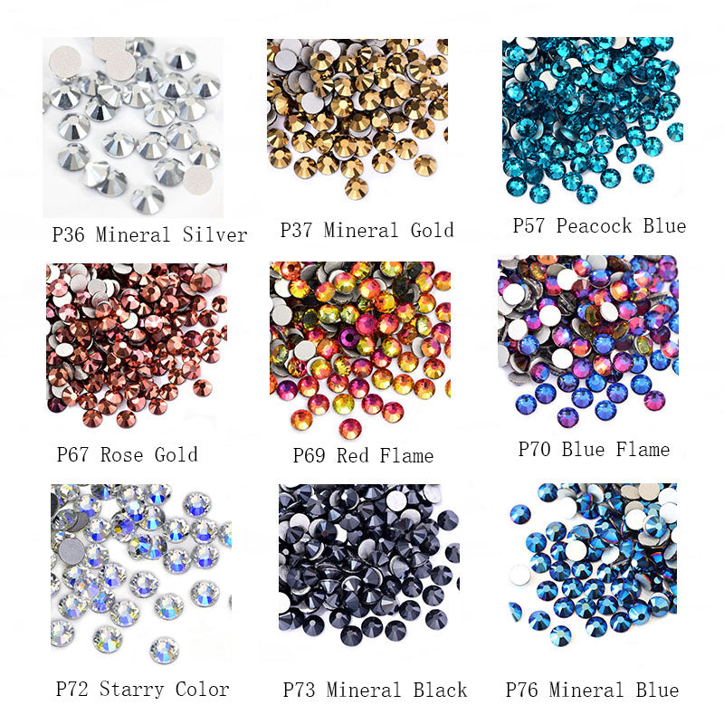 【Mixed Size Glass Rhinestone】SS3-16 |  AB Flat Back Rhinestones | Embellishments | Bling | Nail Art | Craft | DIY | Tumblers | Makeup |Clothes| Jewelry| Decoration
