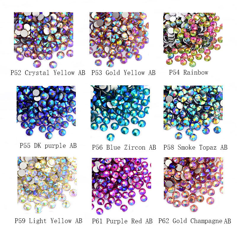 【Mixed Size Glass Rhinestone】SS3-16 |  AB Flat Back Rhinestones | Embellishments | Bling | Nail Art | Craft | DIY | Tumblers | Makeup |Clothes| Jewelry| Decoration