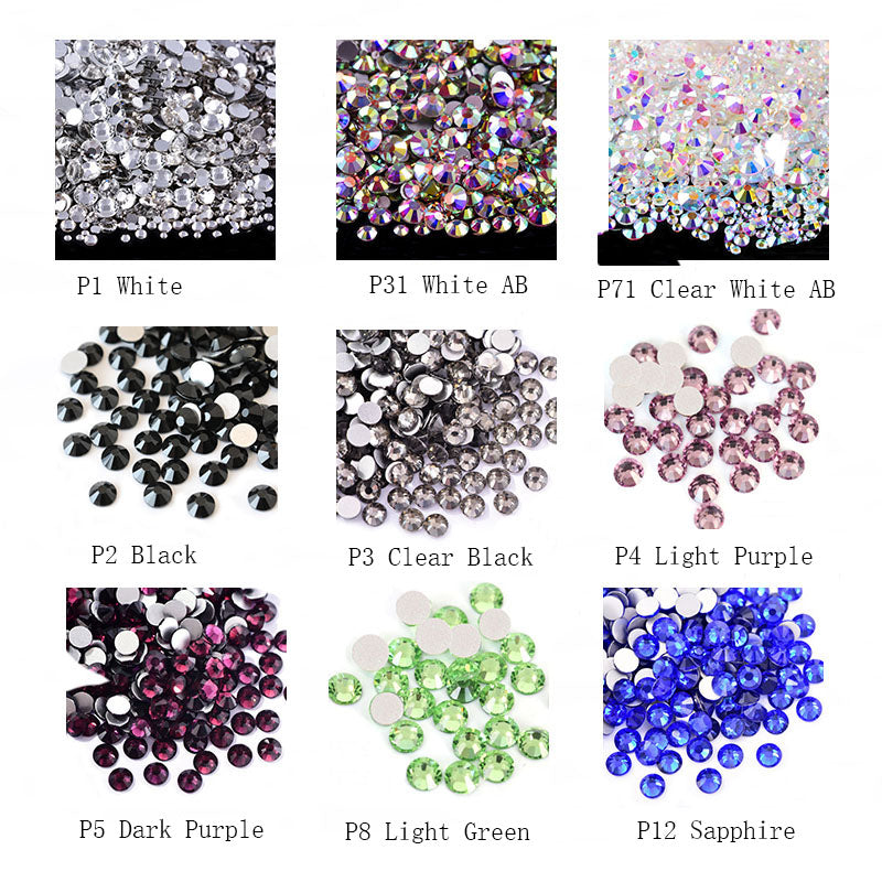 【Mixed Size Glass Rhinestone】SS3-16 |  AB Flat Back Rhinestones | Embellishments | Bling | Nail Art | Craft | DIY | Tumblers | Makeup |Clothes| Jewelry| Decoration